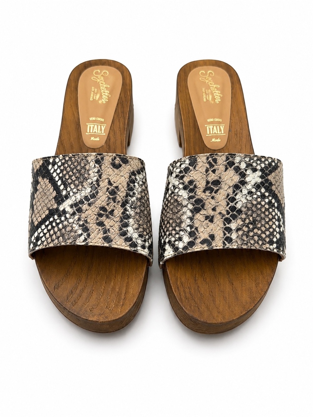 Seychelles Snake-Print Slide Sandals in Beige/Black